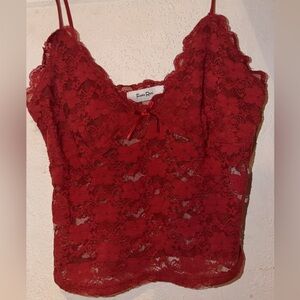 Elegant Red Lace Crop Top